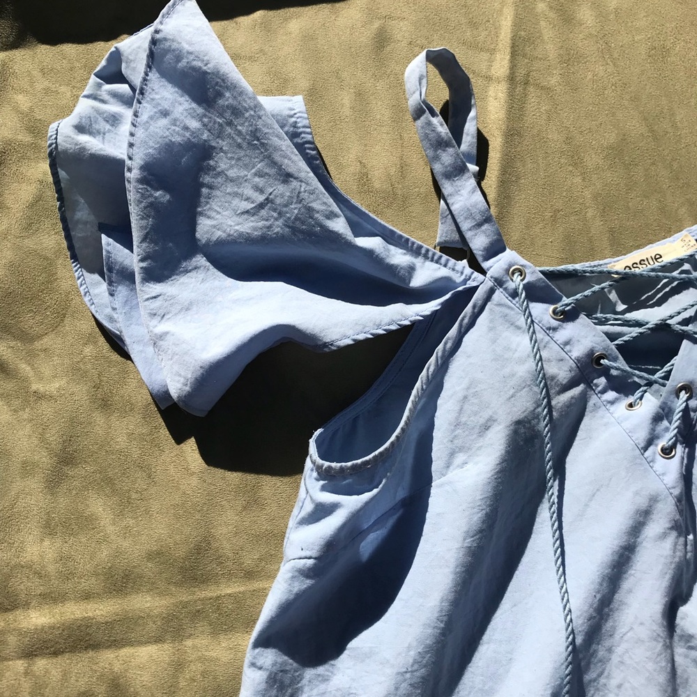 Baby Blue Flowy Blouse